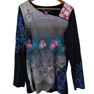 Cirque Du Soleil Long Sleeve Boho Top Size 2XL Long Sleeve Cotton Art to Wear